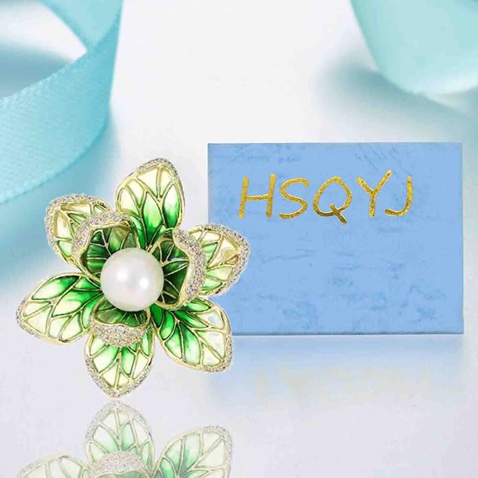 Crystal Pearl Flower Brooches Pins Fashion Beautiful Created Rhinestone Floral Brooch Good Idea for Party Dance Wedding Banquet for Elegant Women Girl