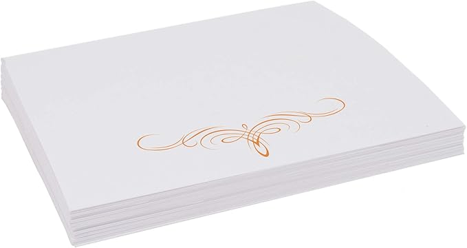 Decadent Flourish Place Cards, Orange (Choose Color), Set of 25, Pre-cut and Scored - Wedding, Party, Dinner, and Special Events - Made in the USA