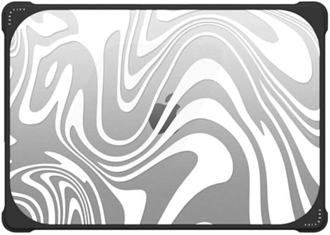 CASETiFY Bounce MacBook Pro 16-inch (M3/M4) Case [Enhanced Protective Corner Design/Ventilation Cutouts/Anti-Slip Grip] - Marble Transparent Trippy - Clear Black
