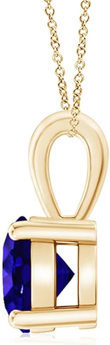 Angara Natural Tanzanite Solitaire Pendant for Women | Round Tanzanite Solitaire Pendant Necklace in 14K Solid Gold/Silver/Platinum With 18" Chain | December Birthday, Gemstone Jewelry Gift