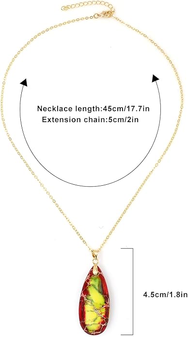 Stone Necklaces for Women Teardrop Gemstone Pendant Necklace Natural Stone Chain Necklaces