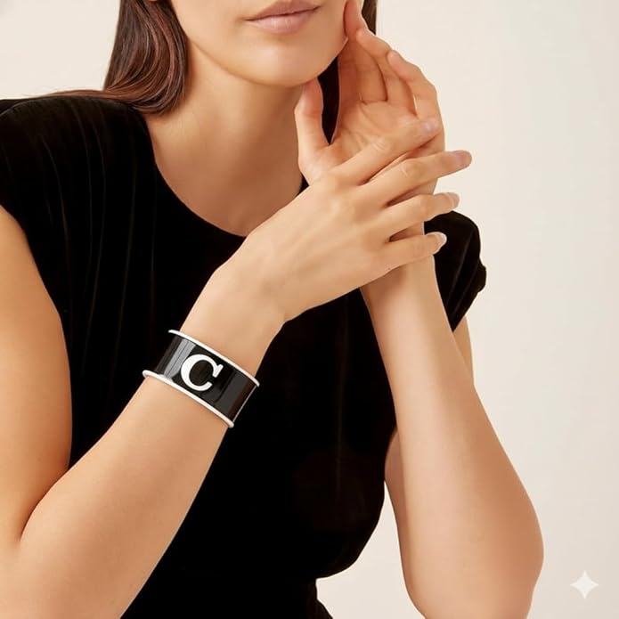 LILIE&WHITE Acrylic Monogram Resin Bracelet for Women Trendy Acrylic Statement Bracelets Jewelry Gift
