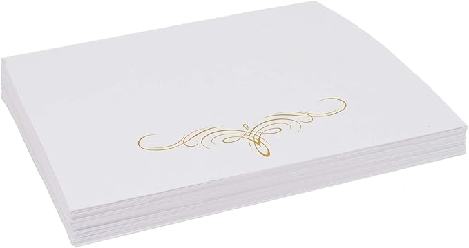 Decadent Flourish Place Cards, Gold (Choose Color), Set of 150, Pre-cut and Scored - Wedding, Party, Dinner, and Special Events - Made in the USA