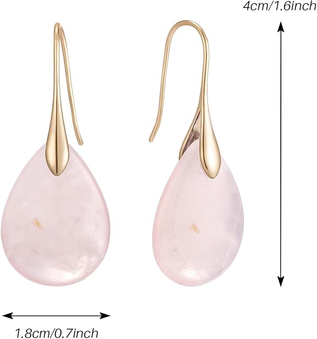 SELOVO Agate Teardrop Stone Grey Drop Earrings Fishhook Dangle Earrings for Women