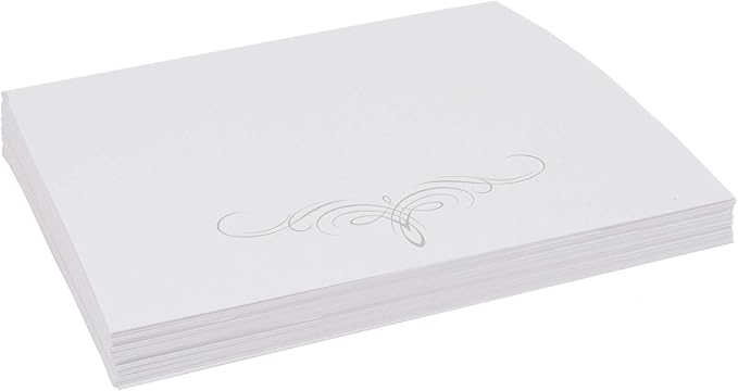 Decadent Flourish Place Cards, Silver (Choose Color), Set of 25, Pre-cut and Scored - Wedding, Party, Dinner, and Special Events - Made in the USA