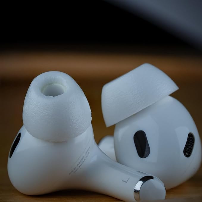 Comply TrueGrip MAX | Premium Memory Foam Replacement Earbud Tips for Apple AirPods Pro 1 & 2 | Long Lasting Comfort, Extreme Durability, Secure Fit, Superior Noise Isolation| White (Large) (1 Pair)