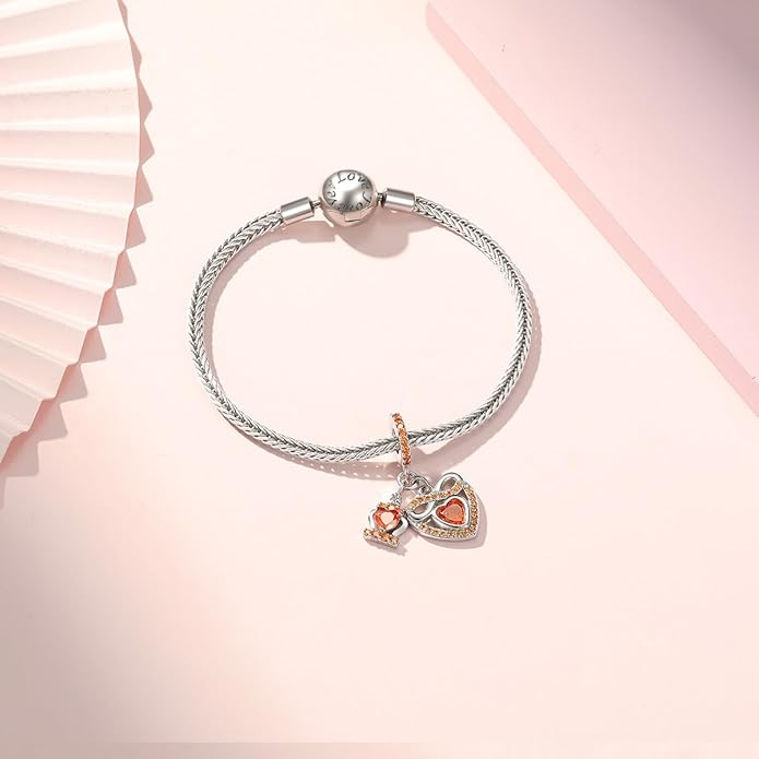 Birthstone Charms for Pandora Charms Bracelets - 925 Sterling Silver Infinity Heart Dangle Charm fit Bracelet and Necklace Birthday Jewelry Gifts For Women