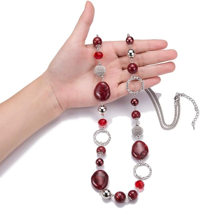 PEARL&CLUB Long Beaded Necklaces For Women - Sweater Chain Fashion Jewelry Necklace Gifts For Women