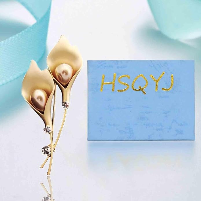 Crystal Pearl Flower Brooches Pins Fashion Beautiful Created Rhinestone Floral Brooch Good Idea for Party Dance Wedding Banquet for Elegant Women Girl