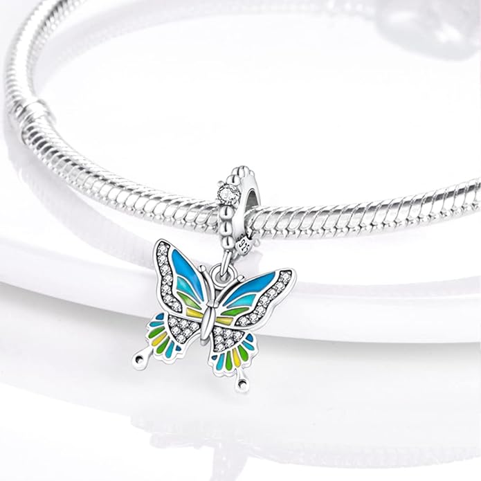 MULA 925 Sterling Silver Charms for Bracelets and Necklaces Family Letters Dangle Pendants Airplane Travel Beads Family Tree Jewelry Charms for Women