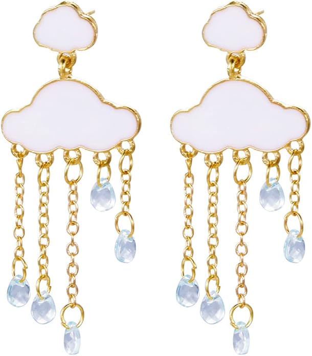 Acrylic Rain Cloud Earrings Cute Cloud Dangle Drop Earrings Colorful Crystal Raindrop Earrings for Women