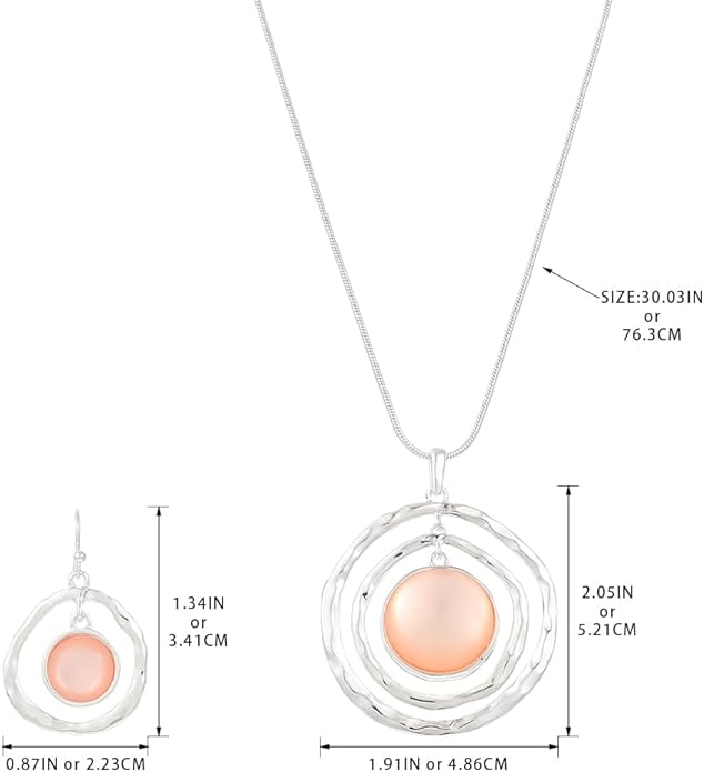 Madison Tyler Gold Plated Jewelry Set for Women | Silver Teardrop Pendant Necklace Trendy | Long Necklace with Snake Chain | Fashion Dangle Earring Set