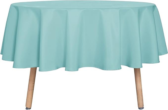 sancua Round Tablecloth - 60 Inch - Water Resistant Spill Proof Washable Polyester Table Cloth Decorative Fabric Table Cover for Dining Tables, Buffet Parties and Camping, Turquoise