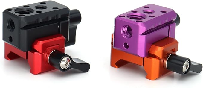 NATO Clamp Adapter,NATO Rail Lock Clamp Mount Quick Release with 1/4" 3/8" ARRI Thread for Camera Cage Handle Monitor LED Light Microphone Cold Shoe Magic Arm (Purple)