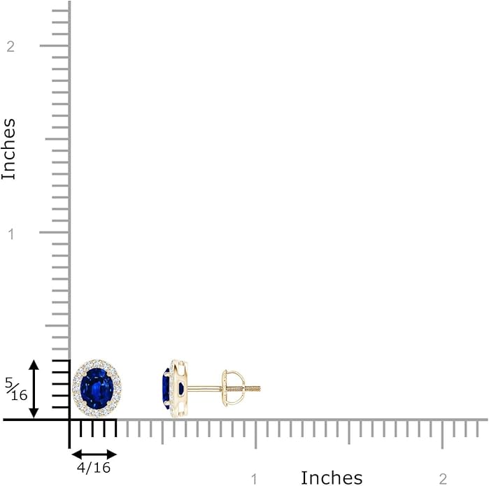 ANGARA Natural Blue Sapphire Earrings for Women | Prong-Set Oval Blue Sapphire Stud Earrings with Diamond Halo in 14K Solid Gold/Platinum | September Birthday, Anniversary, Gemstone Jewellery Gift