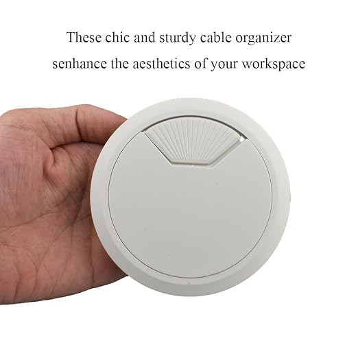 HAHIYO 2Pcs 3.15Inch/80mm White ABS Plastic Sector-Shaped Desk Grommet Wire Grommet Cable Management Cord Hole Cover Desk Wire Hole Insert Wire Organizer for Computer Office Home Equipment System