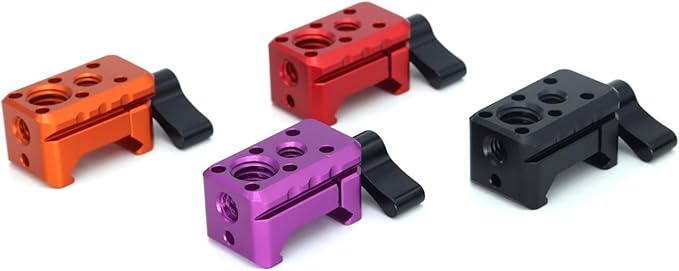 NATO Clamp Adapter,NATO Rail Lock Clamp Mount Quick Release with 1/4" 3/8" ARRI Thread for Camera Cage Handle Monitor LED Light Microphone Cold Shoe Magic Arm (Red)