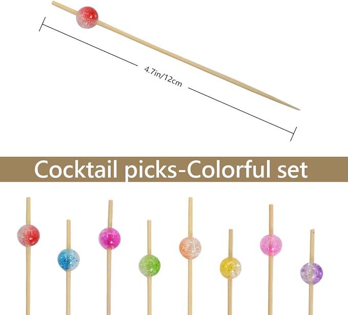 Cocktail Picks, 100PCS Fancy Toothpicks for Appetizers, Appetizing Skewers for Charcuterie Cup Fruits Burgers Party Decoration - 4.7 inch