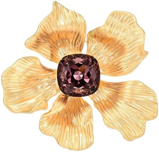 Rhinestone Flower Brooch Austrian Crystal Flower Pin 18k Gold Plated Floral Brooch Lapel Pin Jewelry Mother's Day Birthday Gifts for Mom Wife
