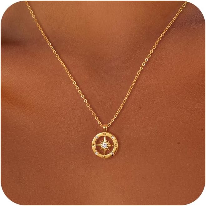 CHESKY Layered Necklaces for Women Trendy, Dainty 14k Gold Plated Pendant Necklace Layering Necklace for Women Non Tarnish Hypoallergenic Sun Gold Necklace Stack Gold Jewelry for Women Gifts
