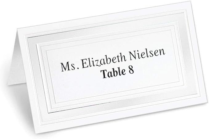 PaperDirect White Cover Stock Place Cards with White Foil Border, 100-Pack
