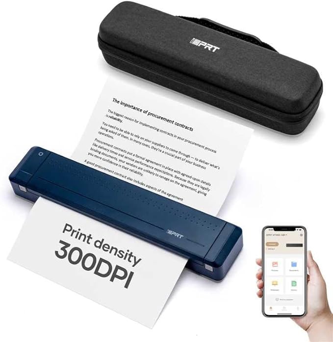 iDPRT Portable-Printer Wireless for Travel, 300DPI Inkless Thermal Small Printers for Home Use, Office, Vehicles, Mobile Bluetooth Printer Supports 8.5" x 11" US Letter, for Smartphone & PC,Blue