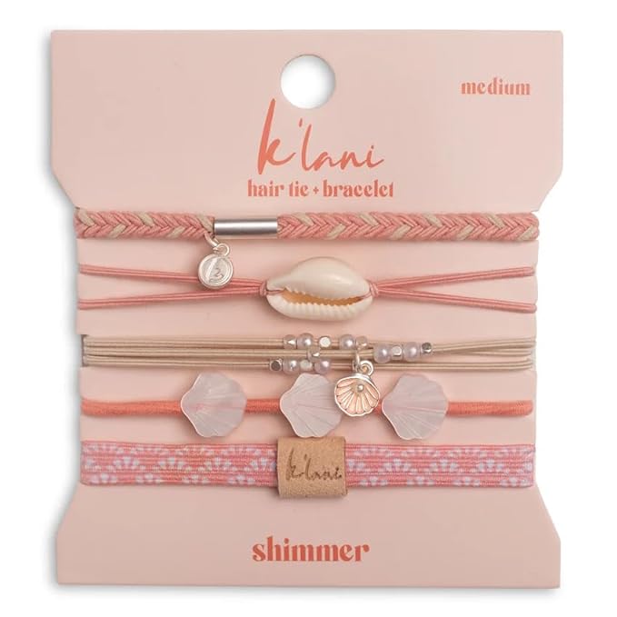 K'lani Hair Tie Bracelets for Women - Elastic Hair Bands That Double as Stylish Jewelry - Shimmer - Medium