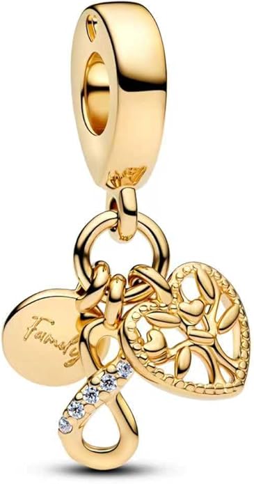 Gold Heart Family Charms Bead for Bracelets and Necklaces Jewelry Charm for Women Valentine Mother's Day