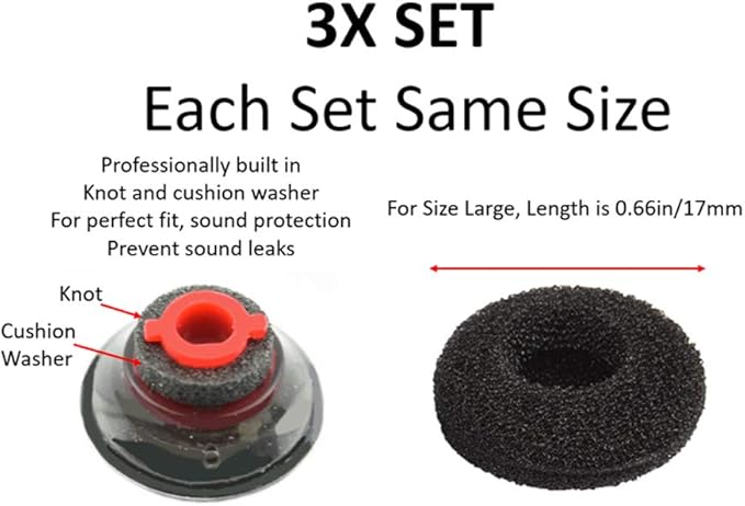 3X Ultra Comfort Eartips Ear Buds Replacement Earphone Ear Tips Kits Earpads Foam Set Cushion for Plantronics Voyager 5200 5220 5210 Series Bluetooth Headset Headphone (Large L)