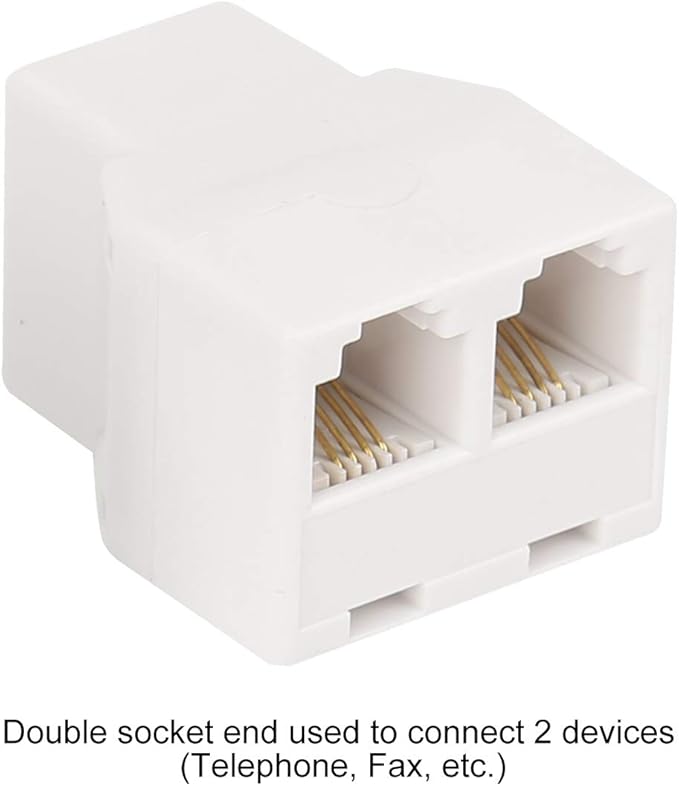 Uvital RJ11 6P4C 1 Female to 2 Female Telephone Line Splitters, Telephone Landline Cable Connector and Separator(White,4 Pack)