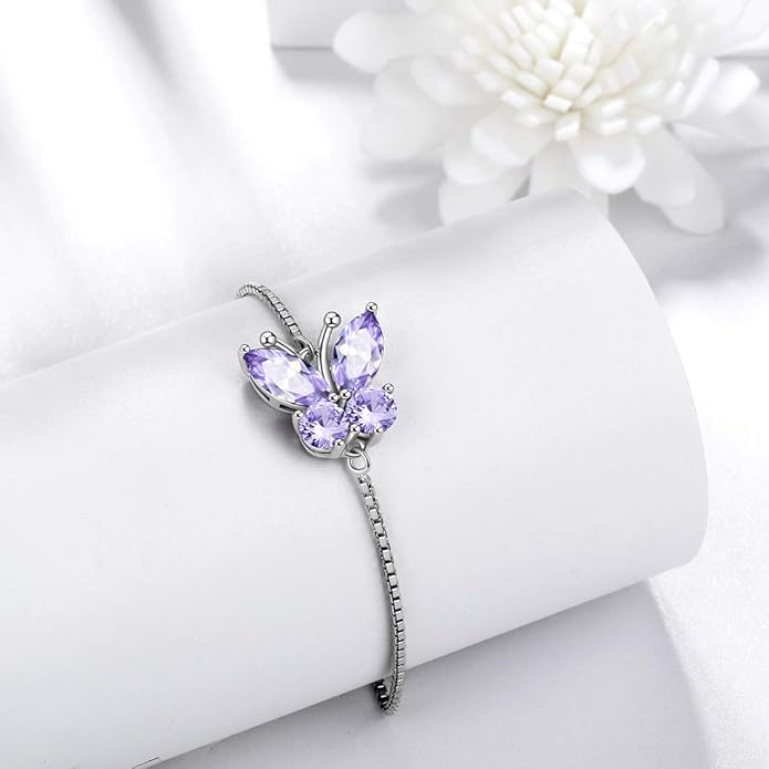 Aurora Tears Butterfly Jewelry,Women 925 Sterling Silver Butterflies Birthstone Pendant Necklace/Earrings/Rings Wedding Gift