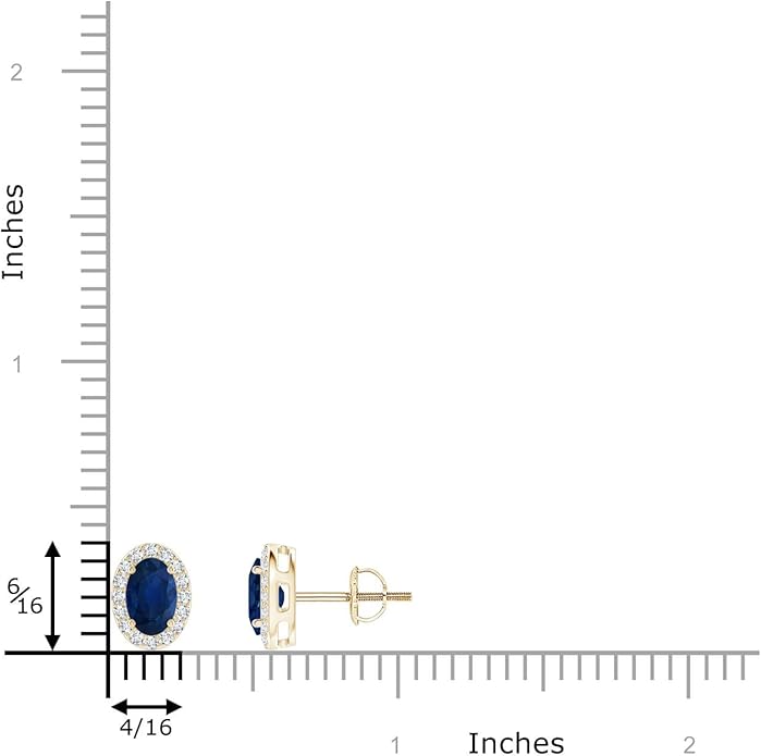 ANGARA Natural Blue Sapphire Earrings for Women | Prong-Set Oval Blue Sapphire Stud Earrings with Diamond Halo in 14K Solid Gold/Platinum | September Birthday, Anniversary, Gemstone Jewellery Gift