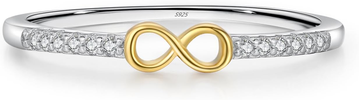 S925 Sterling Silver Infinity & Heart Pavé Ring for Women – Minimalist Twist Design, Everyday Stackable CZ Band, Casual Chic Jewelry