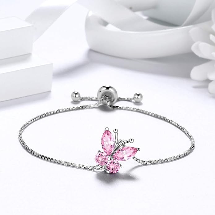 Aurora Tears Butterfly Jewelry,Women 925 Sterling Silver Butterflies Birthstone Pendant Necklace/Earrings/Rings Wedding Gift