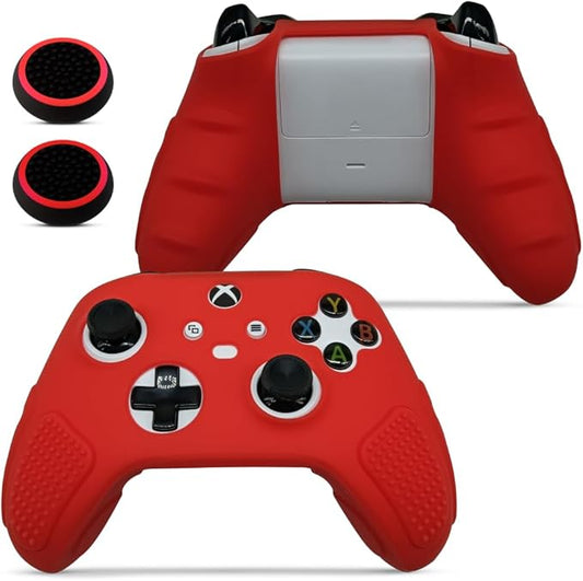 for Xbox Controller Series X/S (2024/2023) Silicone Protective Cover, Soft Skin Xbox Controller Accessories, Anti-Slip Cover with 2 Joystick Caps (Red)