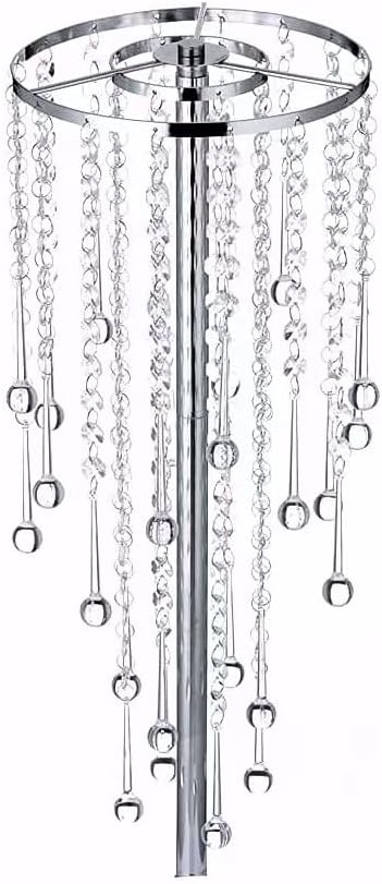29.5 inches Tall Silver Vases Wedding Centerpieces, Elegant Metal Flower Candle Holder with Chandelier Crystal,for Wedding Party Event,Birthday,Reception,New Year Home Decorations