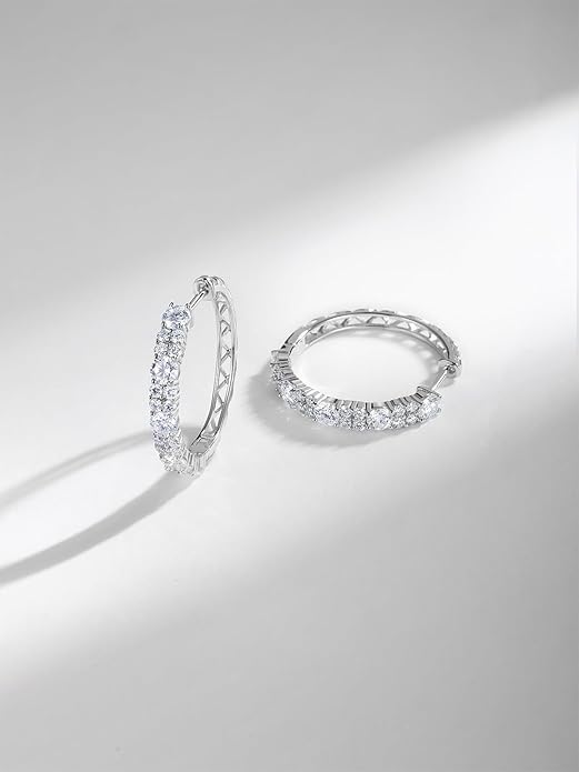 Women's Huggie Hoops with Birthstone 925 Sterling Silver Huggie Stud Hypoallergenic 14K Gold Plated Moissanite Earrings -Emerald Sapphire Ruby Hoop Earrings, Size 20 25mm
