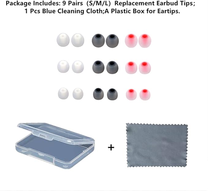Silicone Earbud Tips Earbuds Replacement Ear Tips Gels Bud for Popular in-Ear Headphones Other Inner Hole from 3.8mm - 5.1mm Earphones 9 Pairs S/M/L