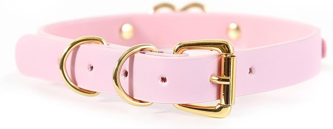 Succuba Handmade Heart Ring Rhinestone Letter Pu Leather Choker Collar Necklace for Women and Men