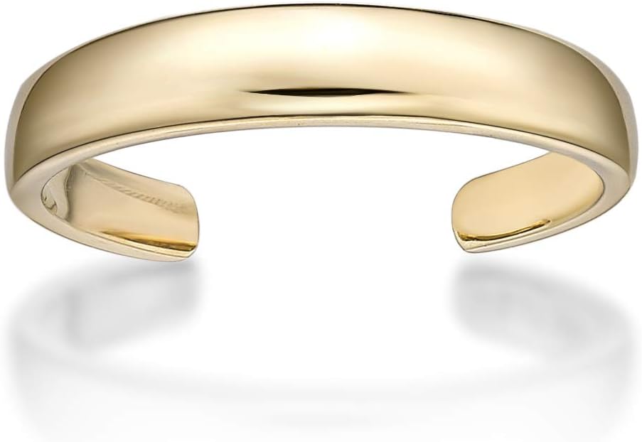 Lavari Jewelers Classic Open Band Toe Ring for Women I 10k White or Yellow Gold Toe Ring for Her I Adjustable Open Toe Band I One Size Fits Most Toes I 3 mm Wide Body Jewelry