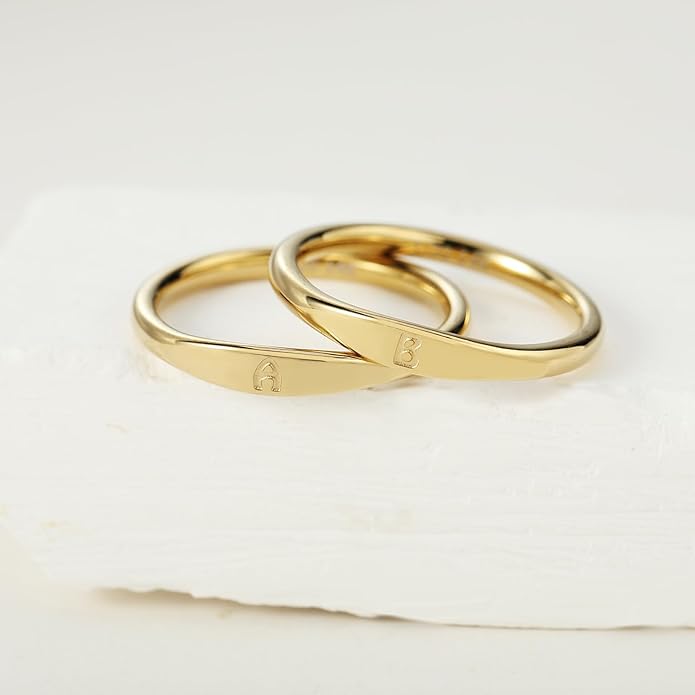 Gold Initial Rings for Women Non Tarnish Thumb Rings for Teen Girls 14K Gold plated for Women