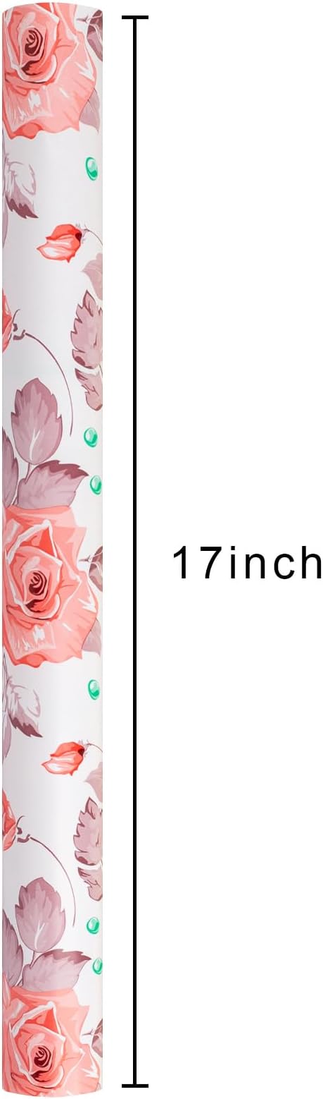 MAYPLUSS Flower Gift Wrapping Paper Roll - 17Inch x 33Feet - Luxury Elegant Floral with Gold Pattern Girl Gift Wrap Present Sheet for Wedding, Bridal Shower, Birthday, Engagement and Mother's Day
