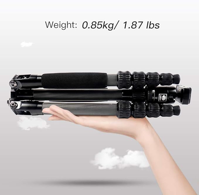 Sirui Compact Traveler 5C Tripod 54.3 inches Lightweight Carbon Fiber Travel Tripod for Camera with 360° Panorama Ball Head for Arca Swiss Quick Release Plate, Max Load 8.8lbs