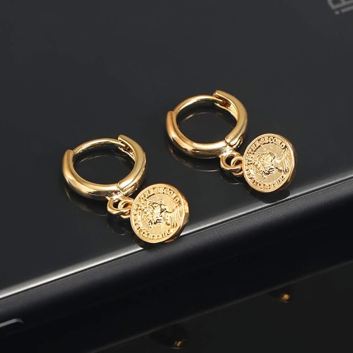 XYJZXY Gold Huggie Small Hoop Earrings with Charm Personalized Snake/Evil Eye/Star/Cross/Lock/Key 18k Gold Plated Crystal Drop Dangle Earrings for Women