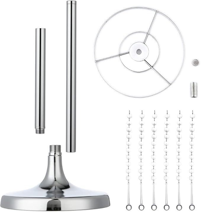 10 Pcs Wedding Centerpieces Vase, 21.6" Silver Metal Flower Holders Centerpiece Vase with Chandelier Crystal,for Reception Tables Décor Wedding Anniversary Party Events