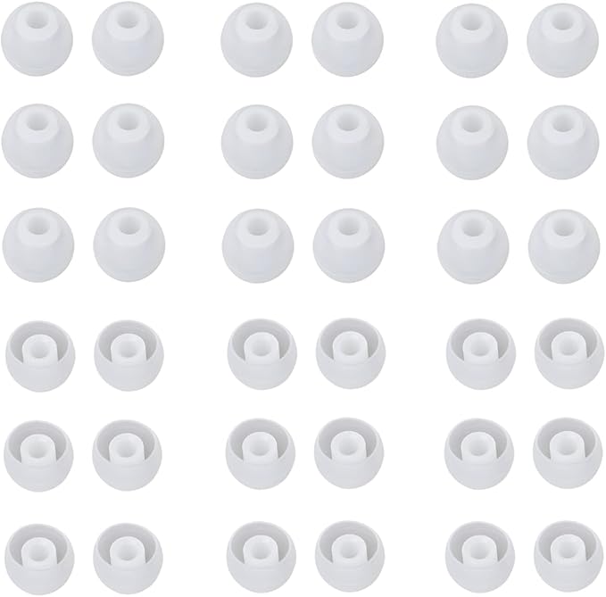 36 Pieces Small Earbud Tips Soft and Comfortable Ear Bud Replacement Pieces Silicone Fit Most in-Ear Headphones，Inner Hole 3.8mm -5.5mm，Small Clear White Replacement Eartips