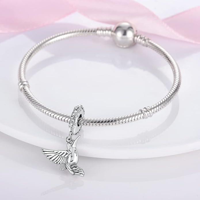 MULA 925 Sterling Silver Charms for Bracelets and Necklaces Airplane Passport Dangle Pendants Beads Butterfly Dragonfly Charms Jewelry Charm for Women