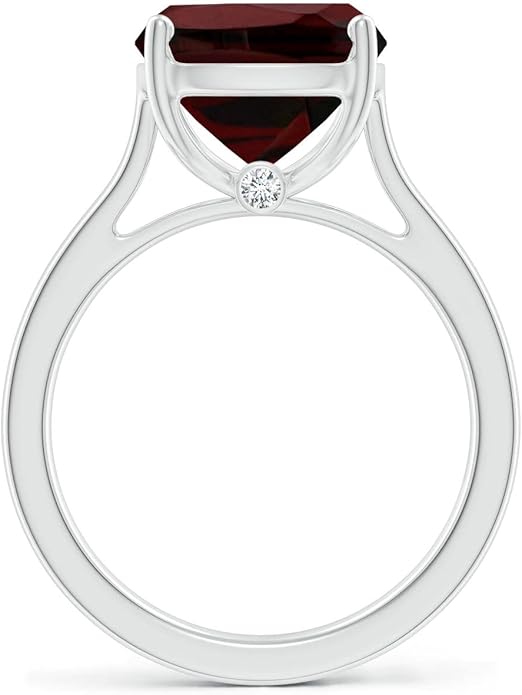 Angara Cushion Garnet Solitaire Ring in Sterling Silver/14K Solid Gold/Platinum | Natural Garnet Solitaire Ring for Women | January Birthday, Anniversary, Gemstone Jewelry Gift