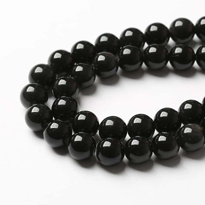 90PCS 4mm AAA Natural Black Obsidian Stone Beads Gemstone Round Loose Beads for Jewelry Making DIY Bracelet Necklace 15" Inch(Black Obsidian Beads, 4mm)