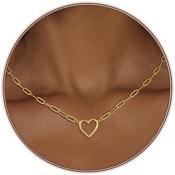 Cute Heart Necklace for Women Gold/Silver Plated Heart Pendant Choker Necklaces Tendy Love Heart Chain Necklace Dainty Gold/Silver Necklace Jewelry Gifts for Women